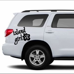 Car decal Island Girl with hibiscus flower large vinyl decal holographic